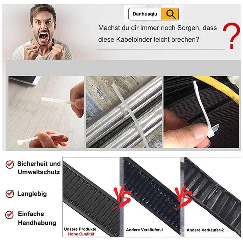 Black UV Resistant Nylon Cable Ties 300mm x 7.6mm 200 Pack