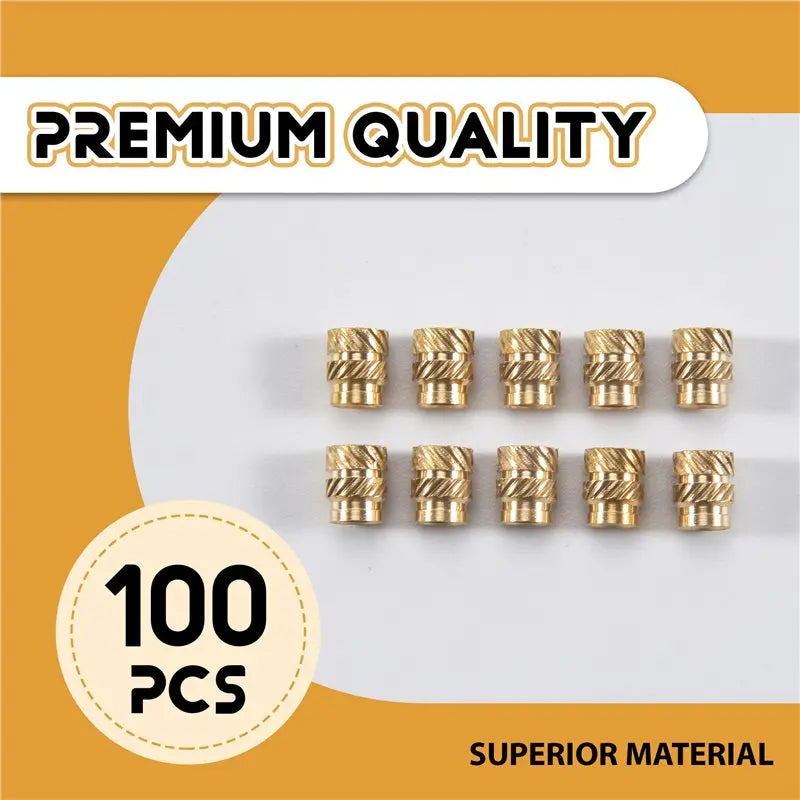 100Pcs M3 Brass Heat Set Threaded Insert Nuts for 3D Printing