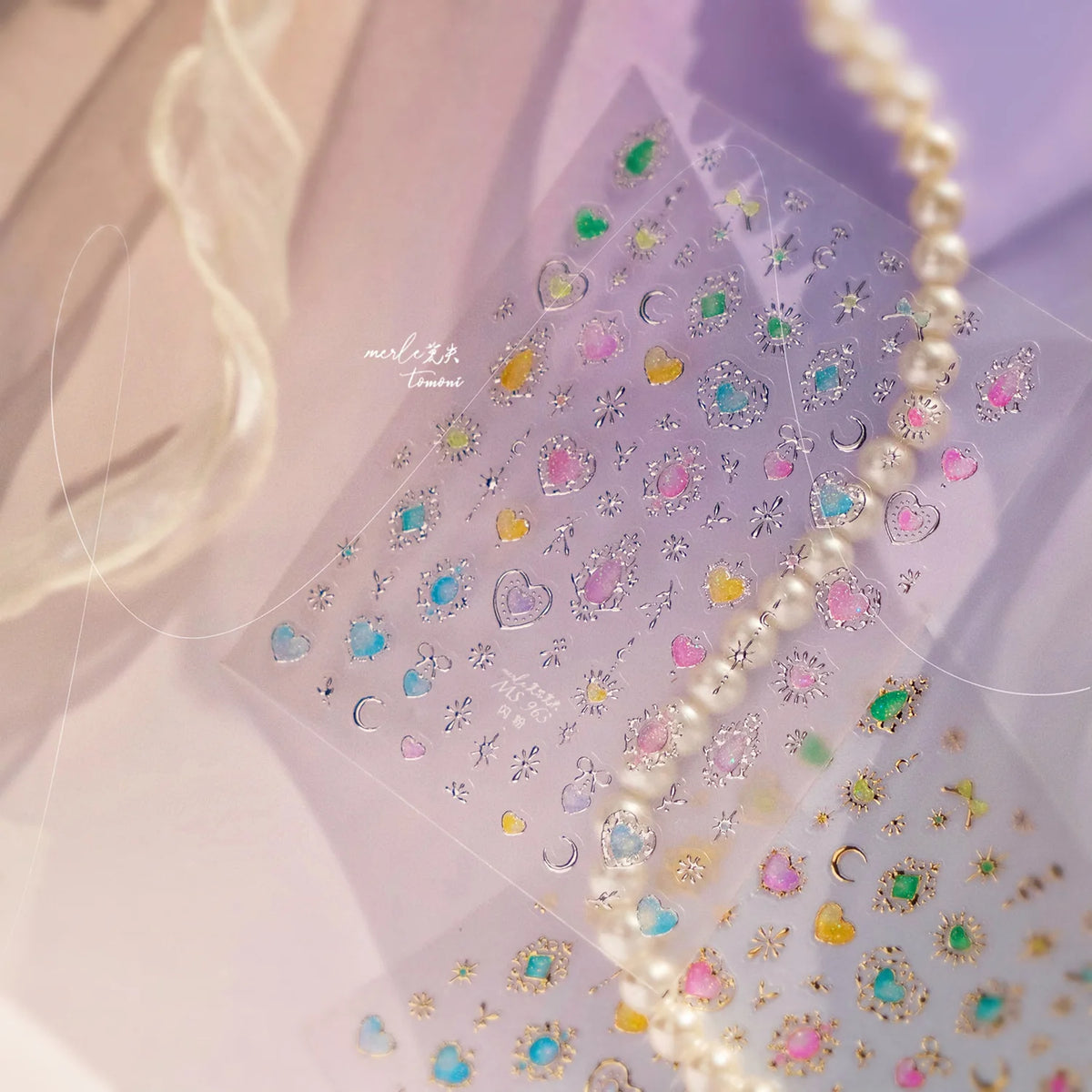 Gemstone Jewelry Nail Stickers – Gold Silver Foil Nail Art