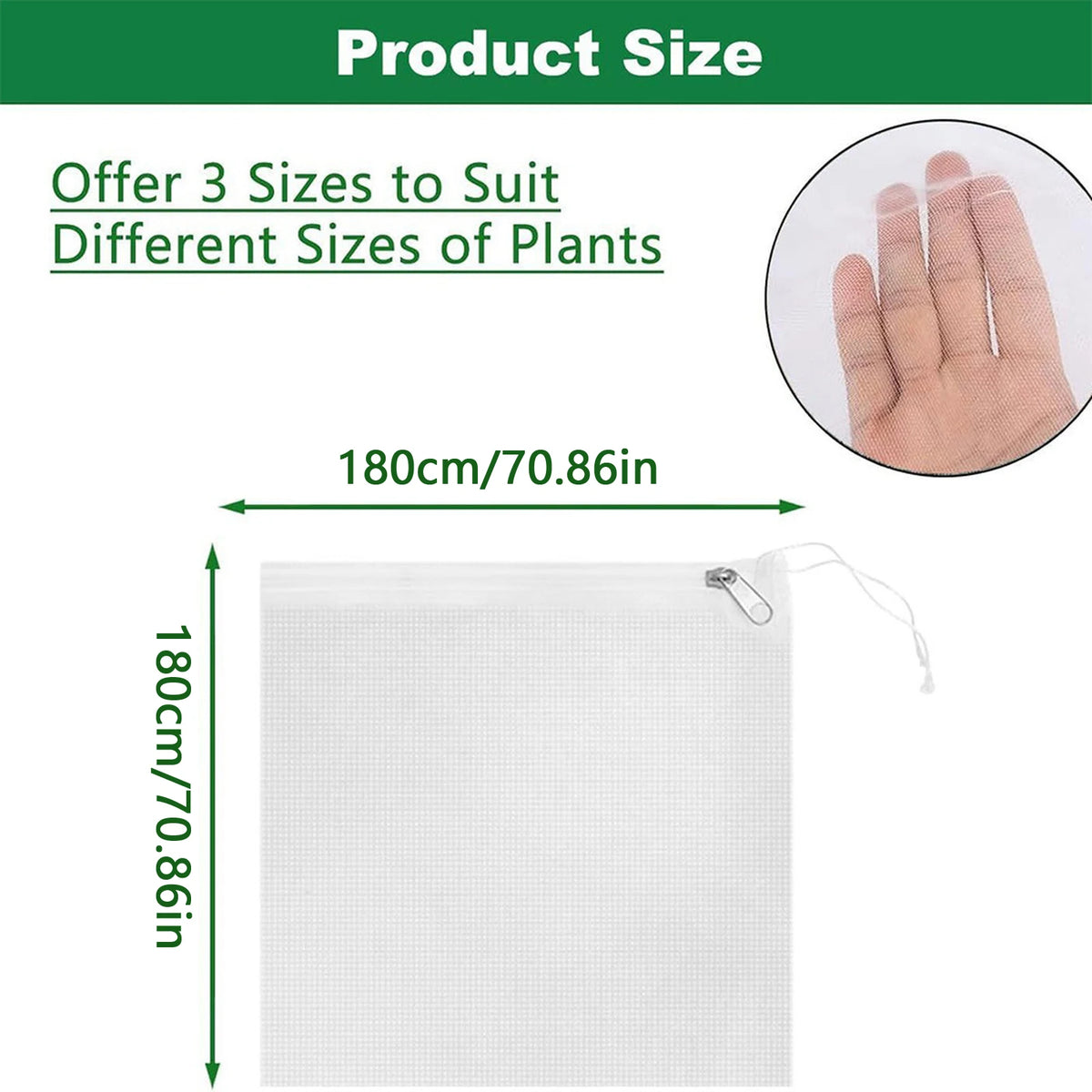 Large Fruit Tree Garden Netting Cover Zippered Drawstring Mesh