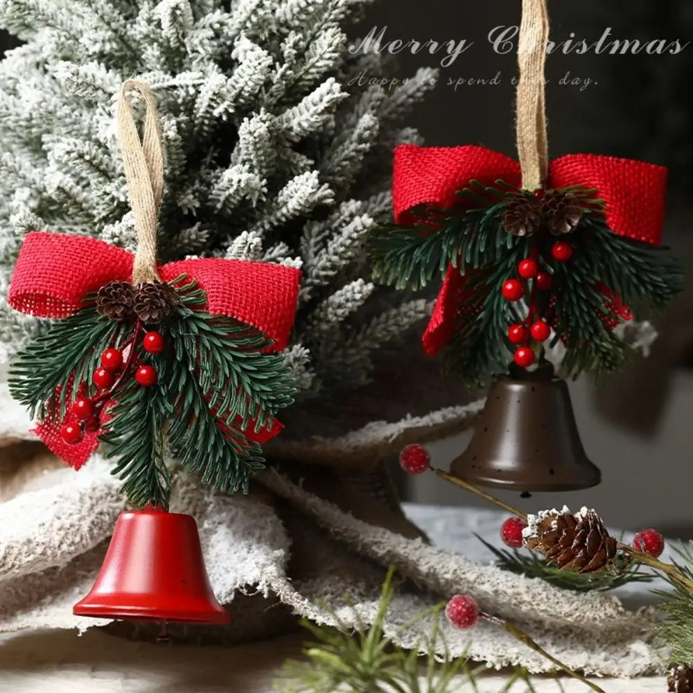 Metal Christmas Bell Pendant – Jingle Bowknot Holiday Decor