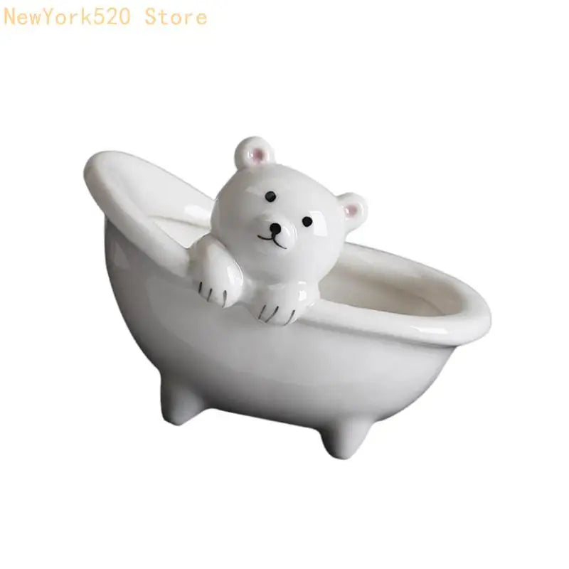 Handmade Mini Cartoon Ceramic Planter – Pig & Bear Pot Gift