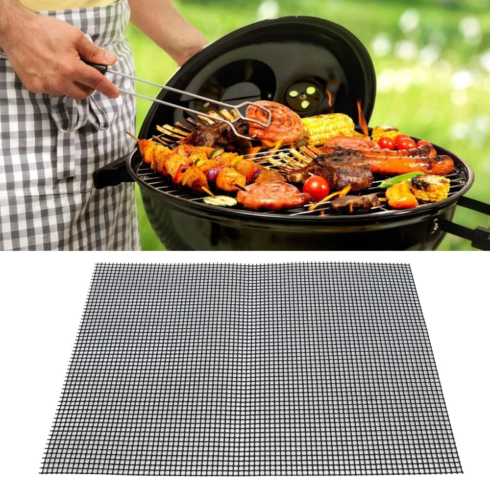 3-Pack Reusable Non-Stick Fiberglass BBQ Grill Mat 30×40cm