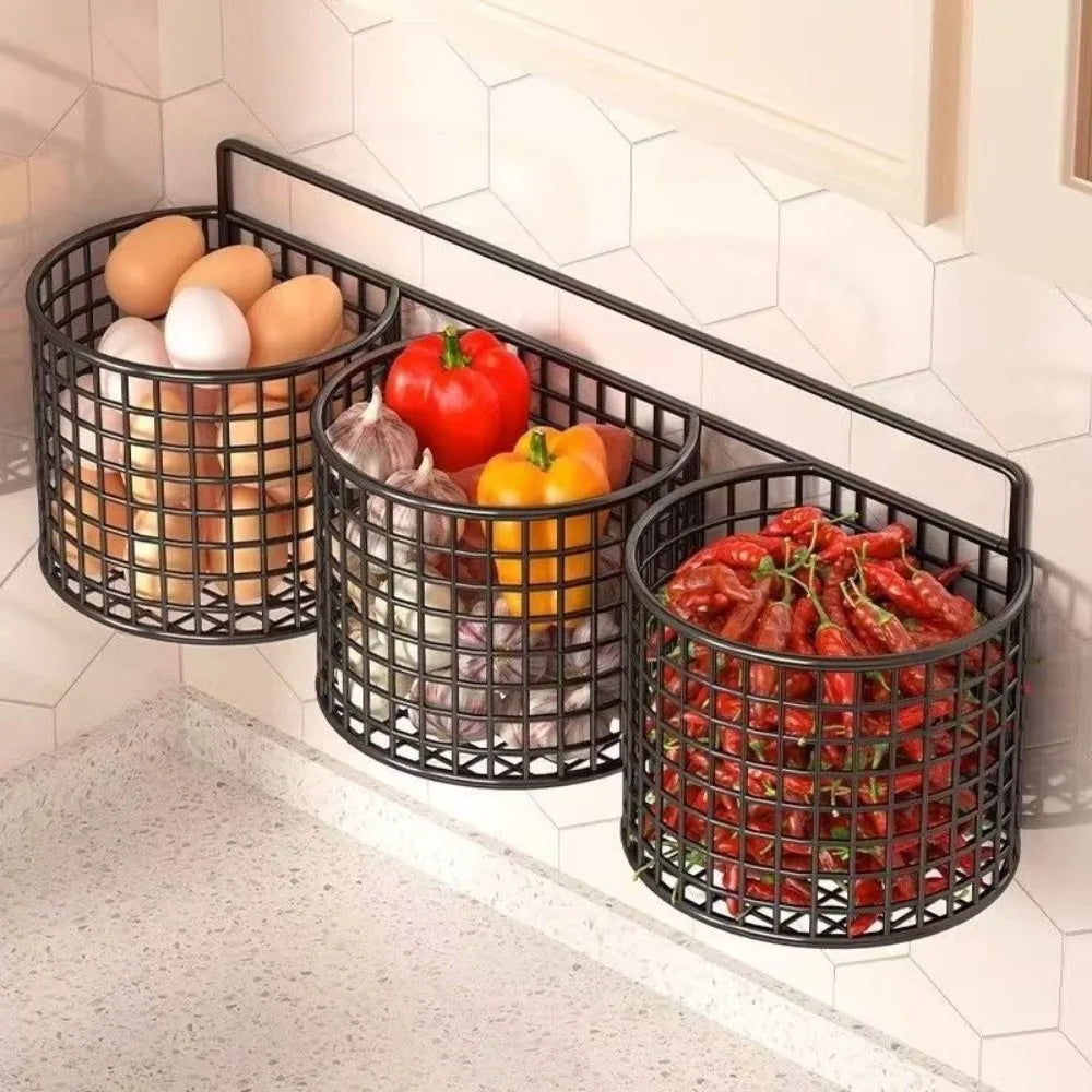 Wall Mounted Metal Storage Basket Rack – Kitchen & Bathroom