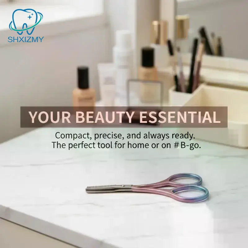 Stainless Steel Eyebrow Scissors with Comb – Precision Trimmer