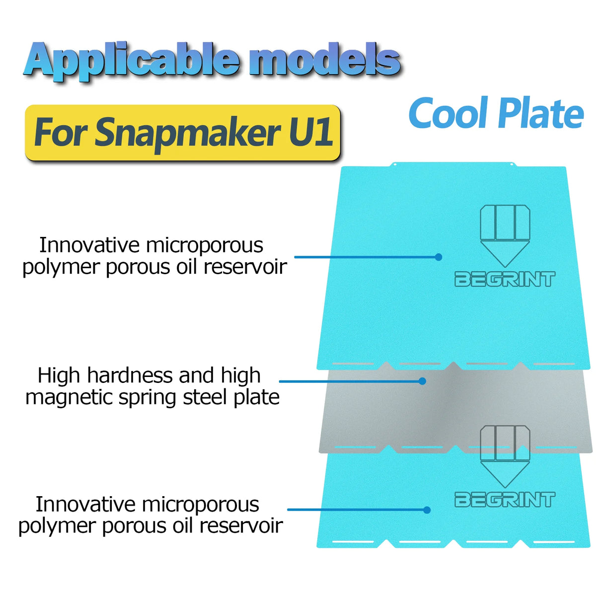 Snapmaker U1 Glacier Cold Build Plate 270x270mm Steel Sheet