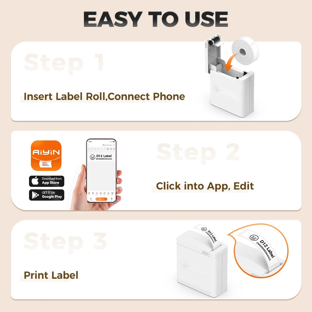 Labelwell D12 Bluetooth Inkless Thermal Label Printer & Maker