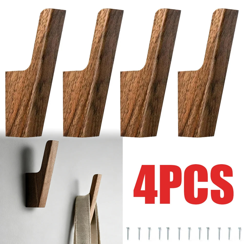 L-Shape Wood Wall Hook – Coat Hat Key Entryway Hanger