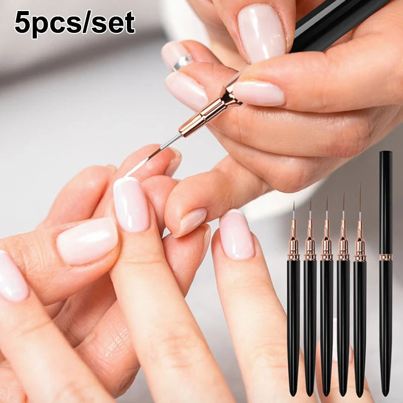 5-Pc Nail Art Liner Brush Set – Striping & Gel Design