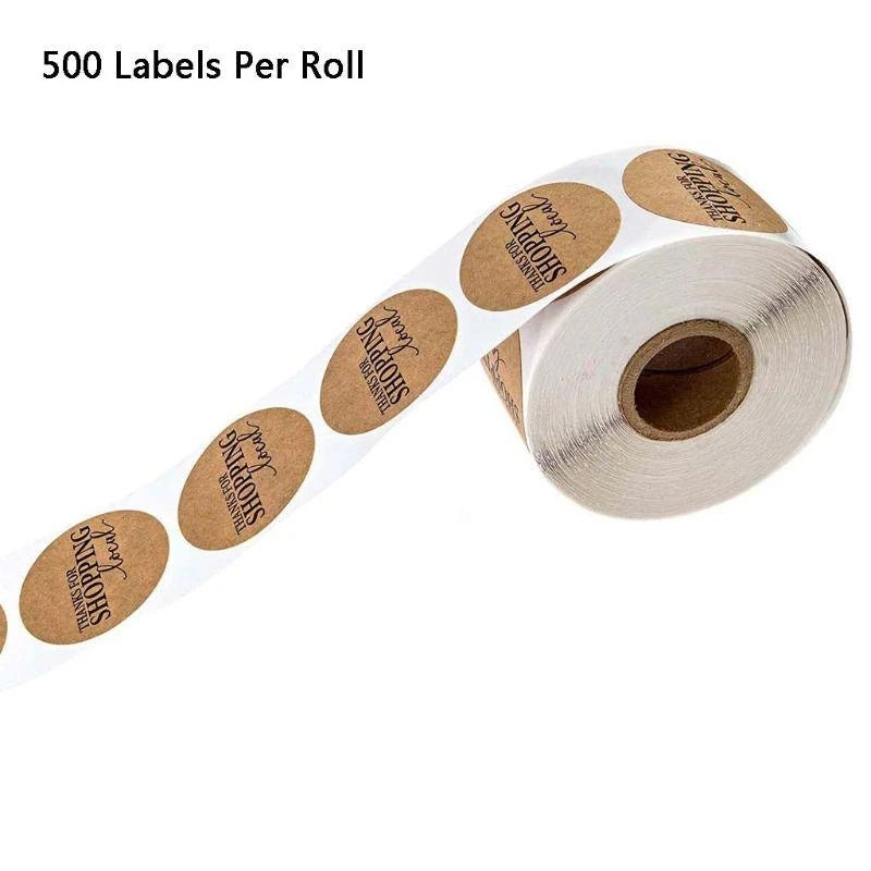 500 Kraft Paper "Thanks for Shopping Local" Round Stickers