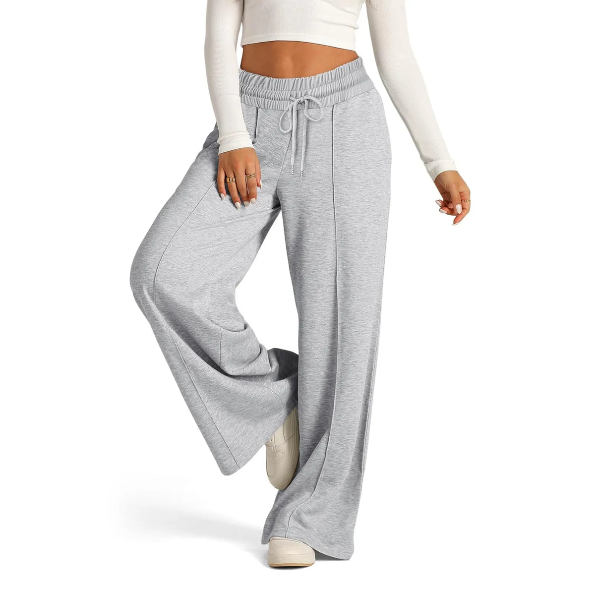 Women's Wide Leg Fleece Lined Sweatpants High Waist Joggers