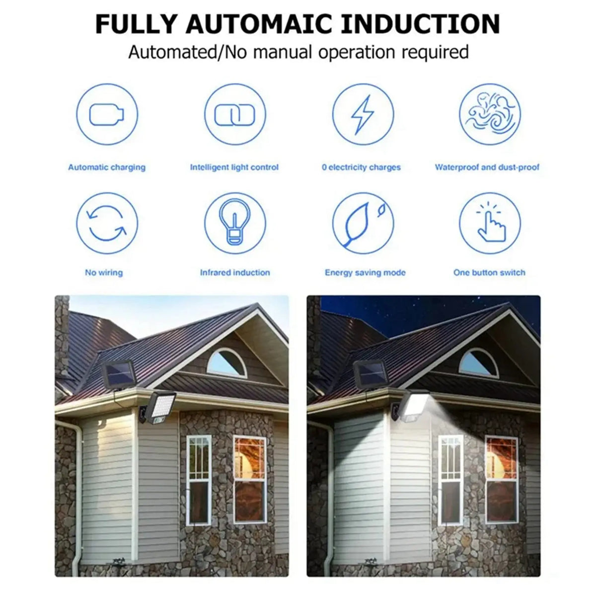 Solar LED Wall Lamp 3-Mode Motion Sensor Outdoor Light 2-Pack