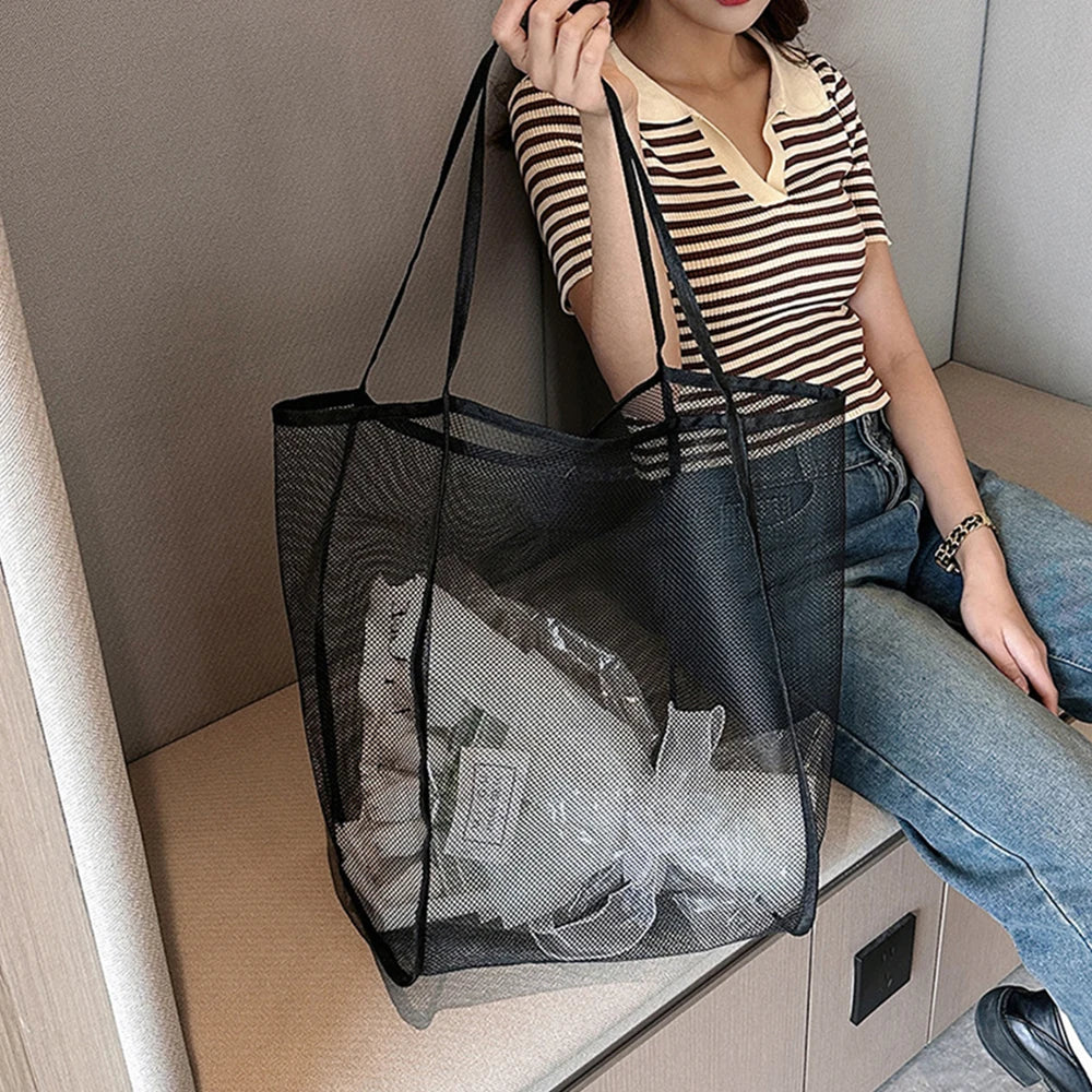 KindFuny Extra Large Mesh Beach Bag – Foldable Net Tote