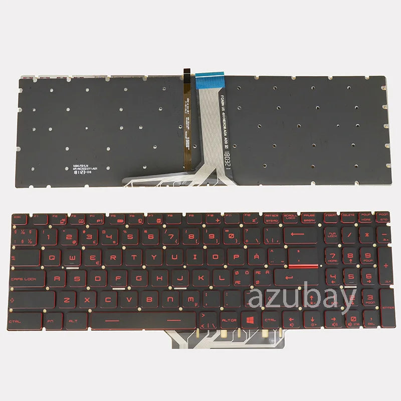 Red Backlit MSI Laptop Keyboard GL62 GL72 GL73 Multi-Language