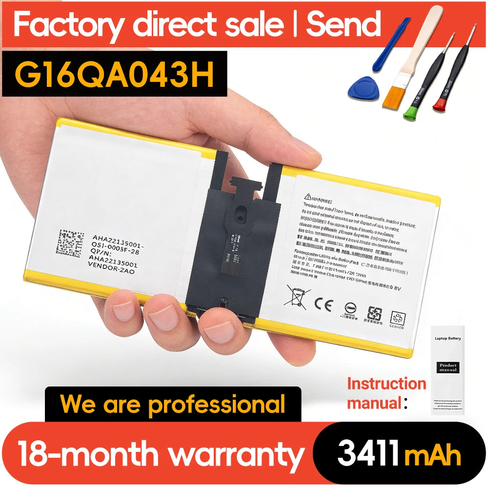 SUOZHAN Battery for Microsoft Surface Go 1824 G16QA043H 3411mAh