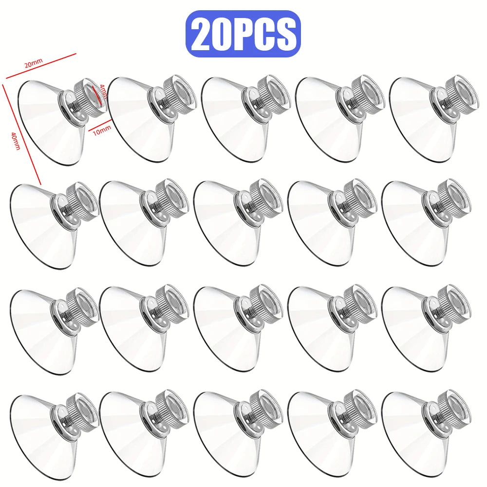 41mm PVC Suction Cup Hooks with Screw Nut – Clear Glass Holder