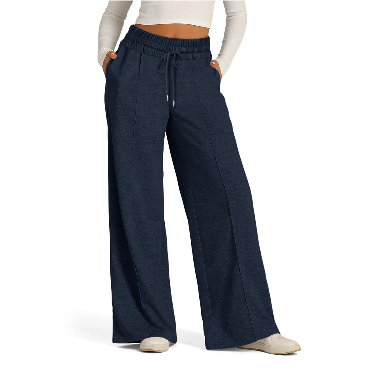 Women's Wide Leg Fleece Lined Sweatpants High Waist Joggers