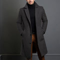 Men's Long Trench Coat – Elegant Single-Breasted Overcoat