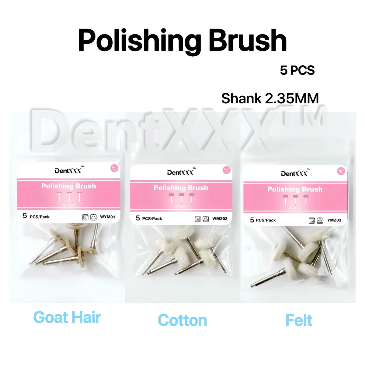 5-Pack Felt Wool Polishing Brush Wheels for Rotary Tools 2.35mm