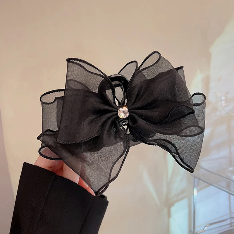 Tulle Big Bow Hair Claw Clip – Elegant Bowknot for Women