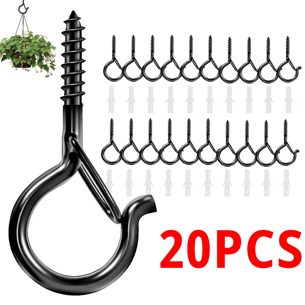 Black Metal Screw Ceiling Hooks – Plants, String & Xmas Lights