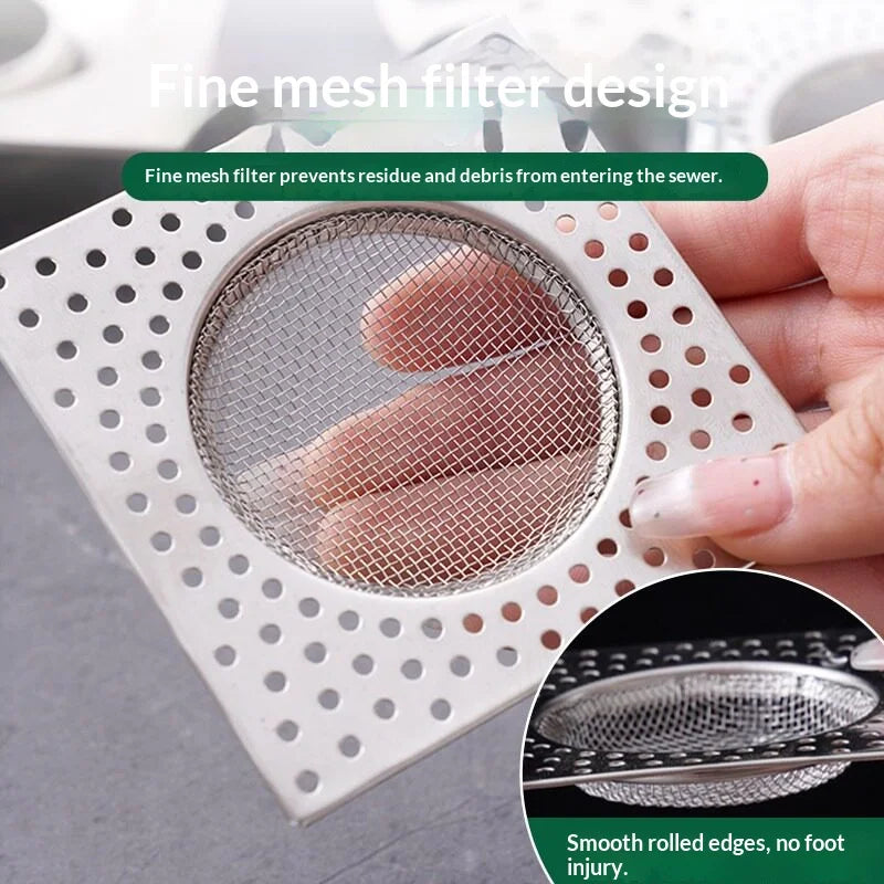 Square Stainless Steel Floor Drain Hair Catcher & Sink Strainer