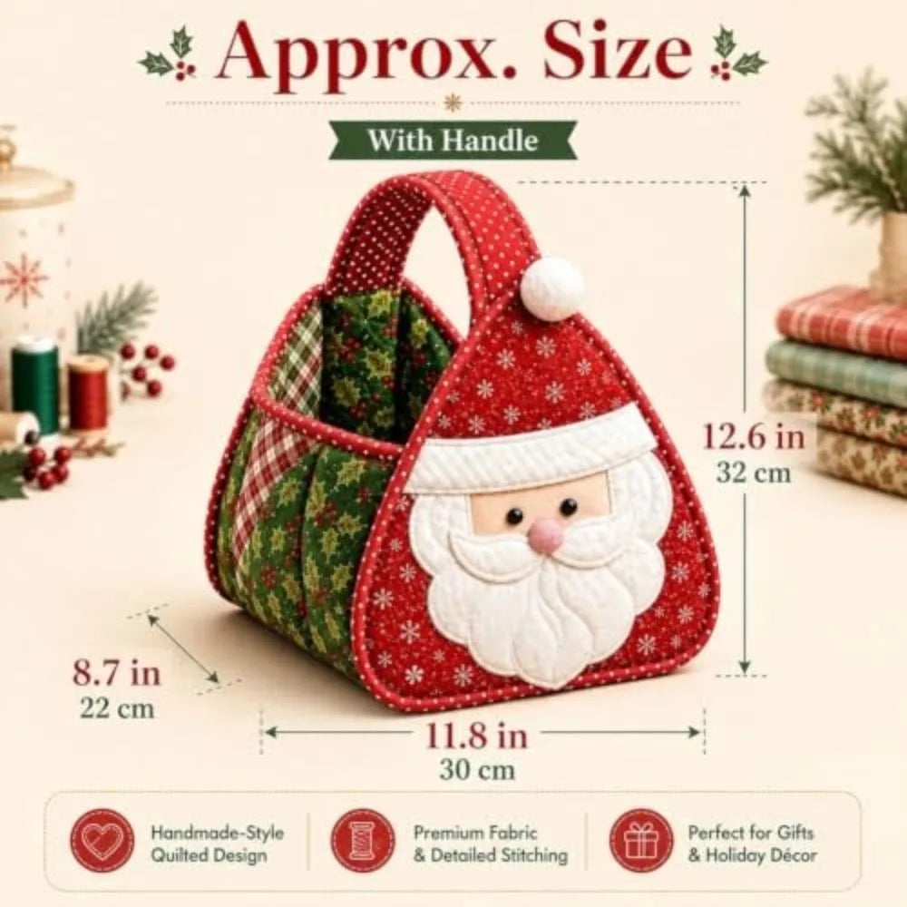 Christmas Quilted DIY Tote Basket – Foldable Patchwork Carry Bag