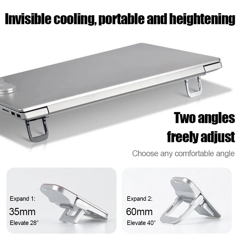 Folding Laptop Stand & Keyboard Tilt Riser – Metal Desk Base