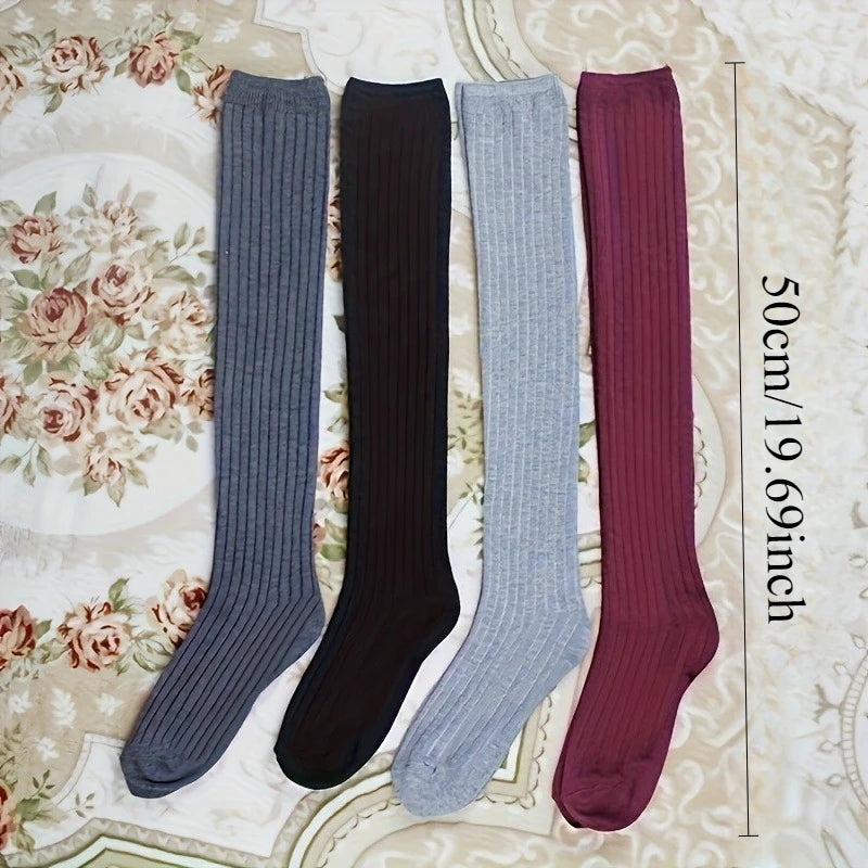Women's Thigh-High Over-Knee Leg Warmers – Soft Cotton Knit