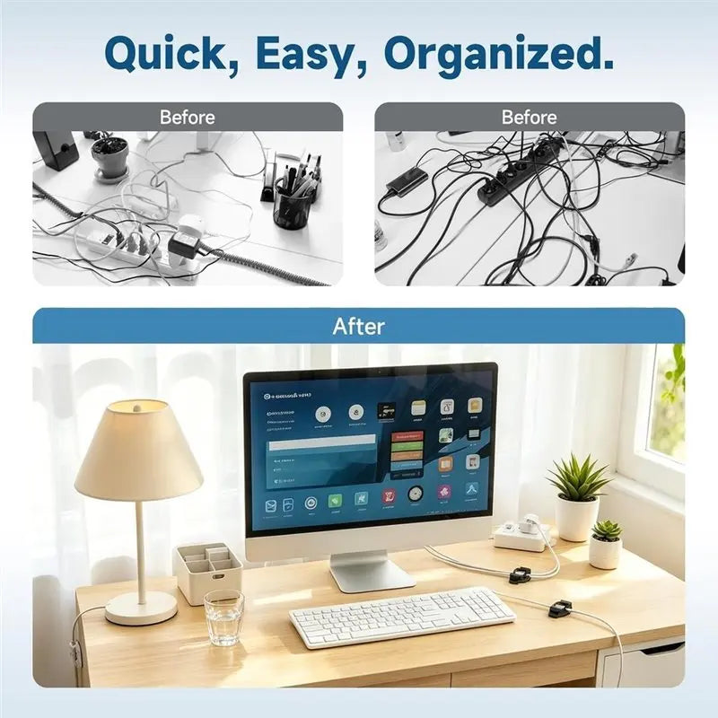 Self-Adhesive Cable Management Clips – 10-Set Reusable Cord Organizer