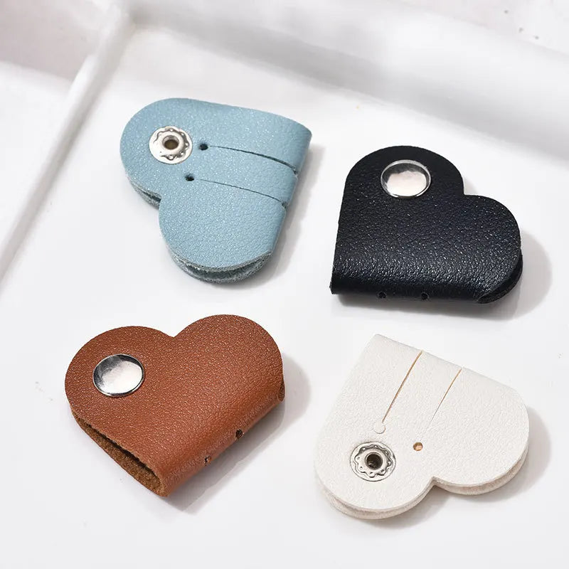 Heart-Shaped Leather Cable Winder & Headphone Cord Organizer