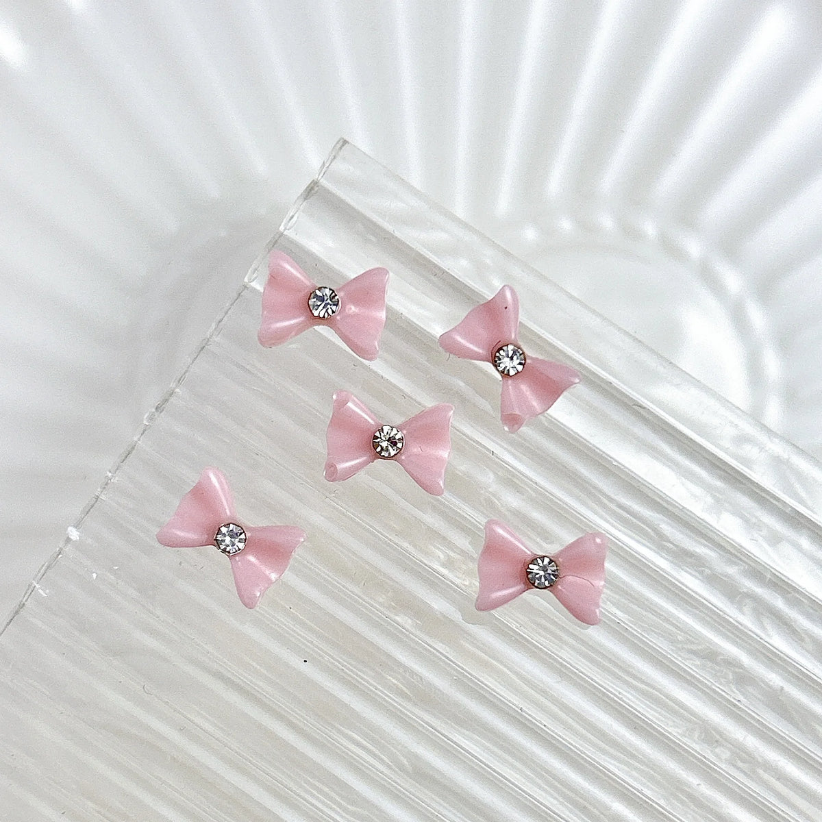 20pcs 3D Bowtie Nail Charms Pearl Bow Rhinestone Nail Art