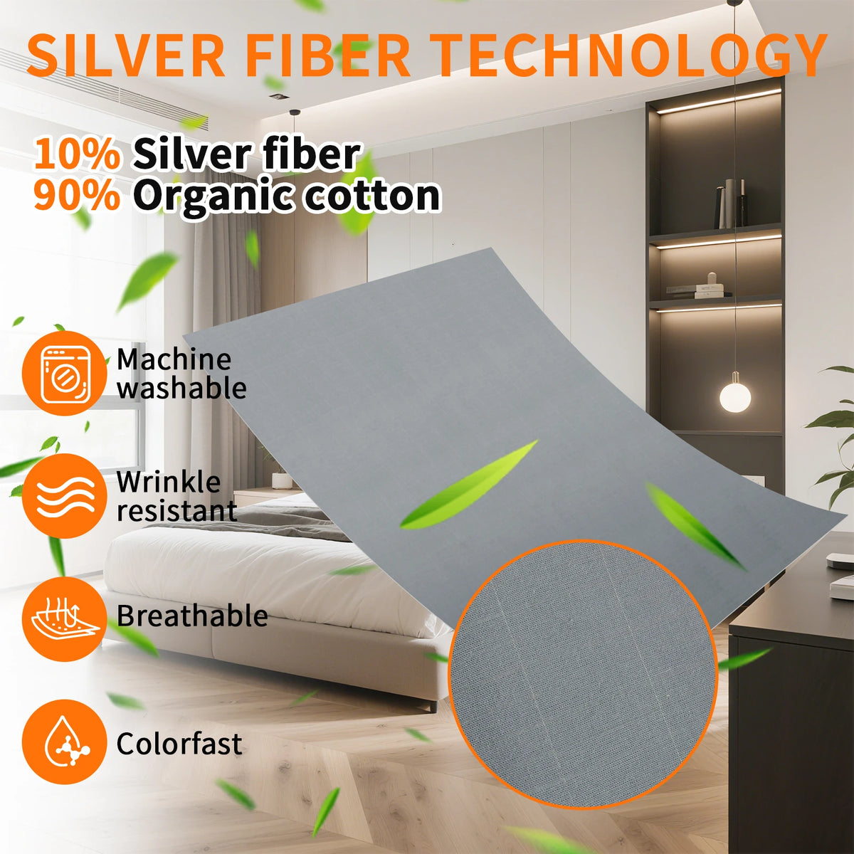 Grounding Bed Sheet 10% Silver Fiber & Organic Cotton Earthing Mat