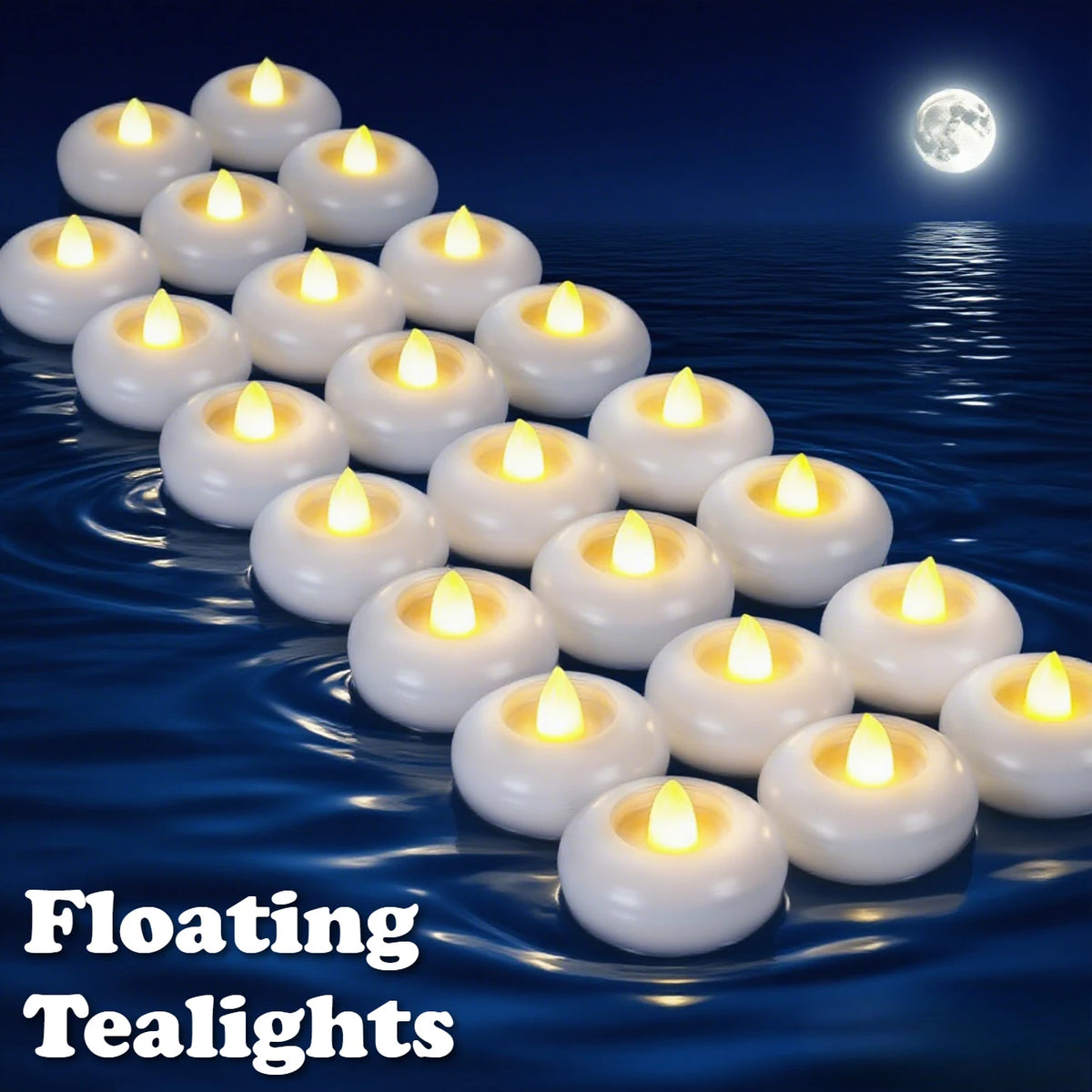 Waterproof LED Floating Flameless Tealights – 12/24-Pack