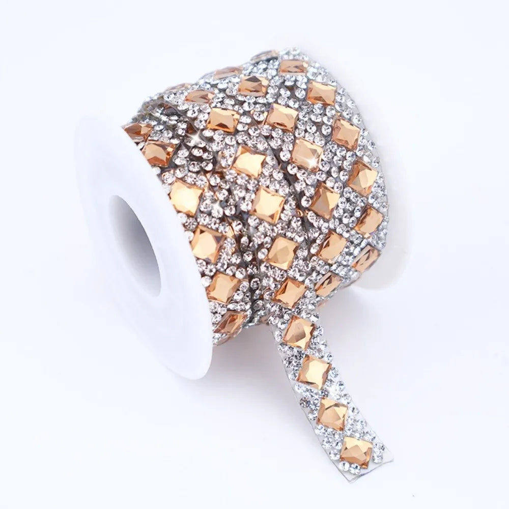 3 Yards Self-Adhesive Square Rhinestone Strip | DIY Trim