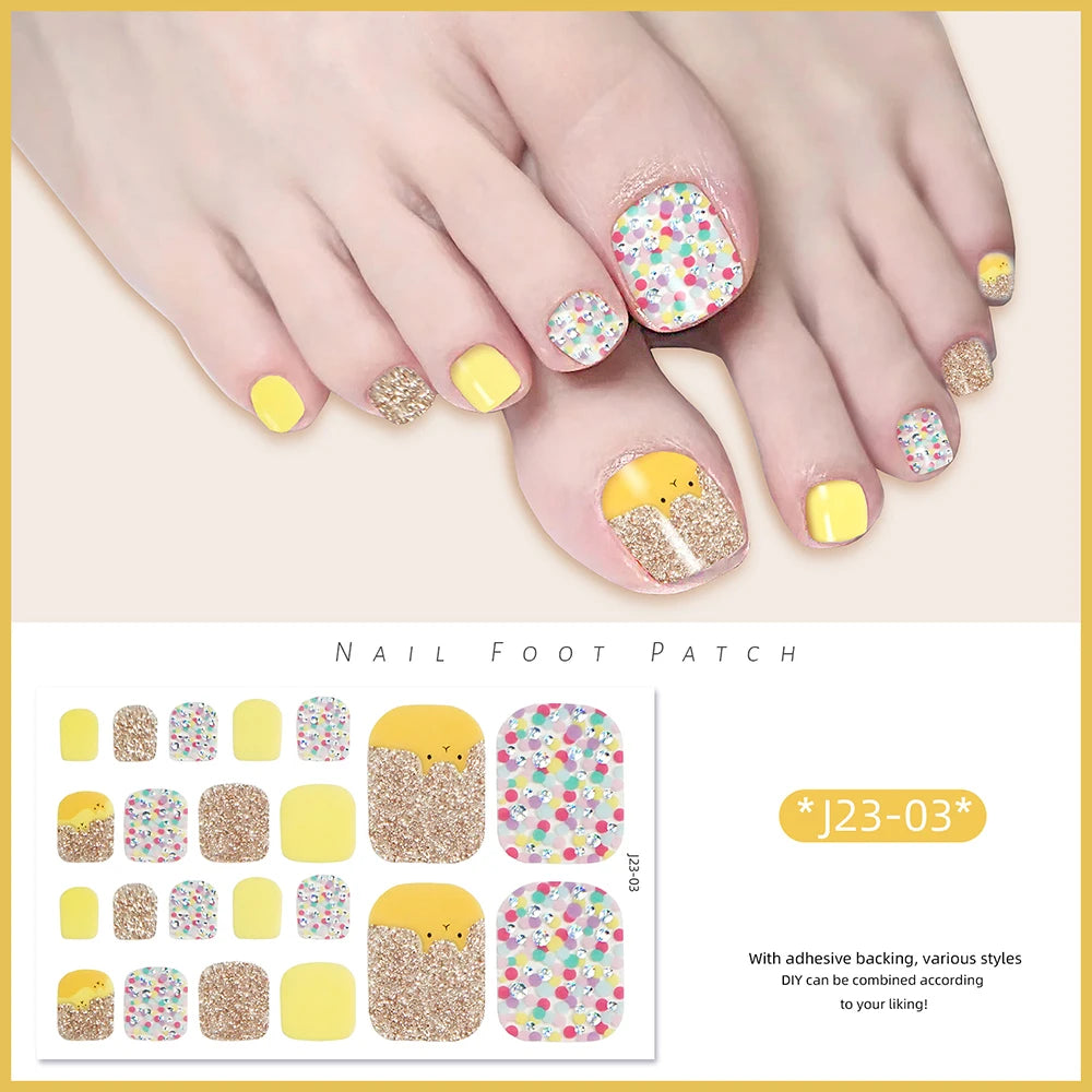 Glitter Toe Nail Stickers – 22-Tip Full Cover DIY Nail Art Decals
