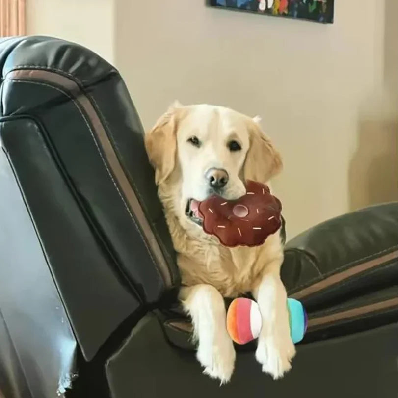 7-Piece Plush Squeaky Dog Toys – Fruit & Veggie Chew Set