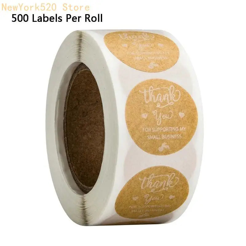 500-Pack Thank You Kraft Sticker Roll – Small Business Seal Labels