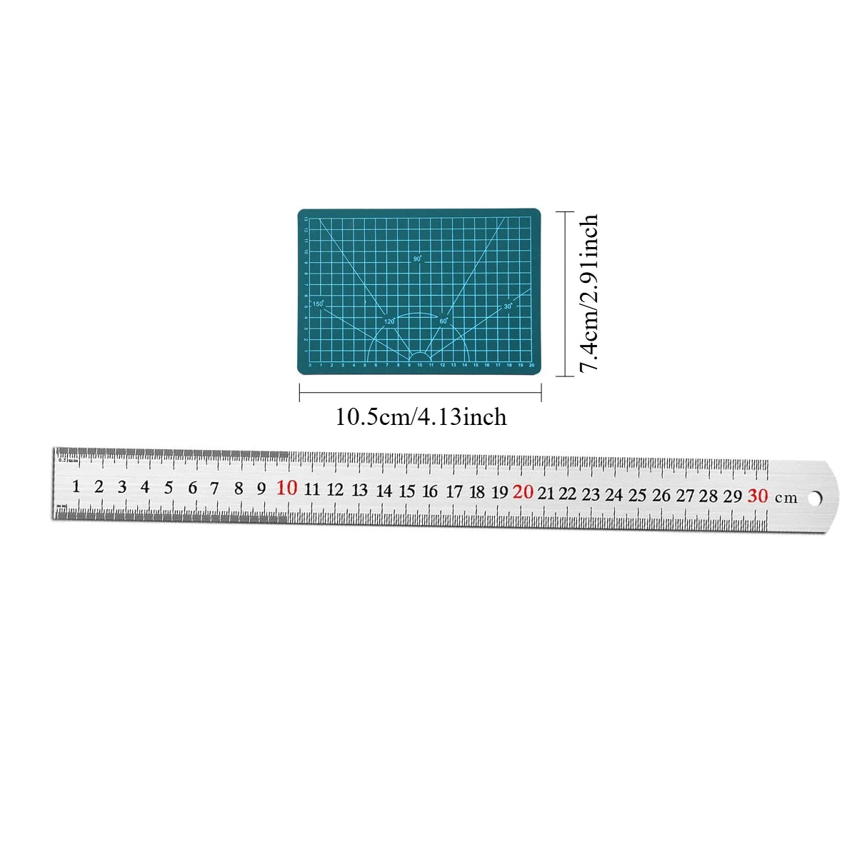 Stainless Steel Ruler & Cutting Mat Set – 15/20/30cm Woodworking