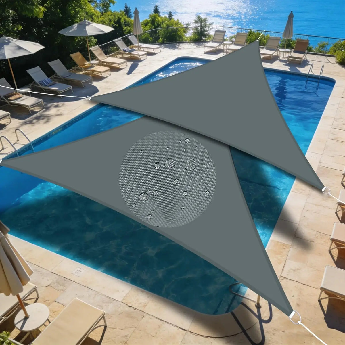 Triangle Sun Shade Sail Waterproof 98% UV Block Outdoor Canopy