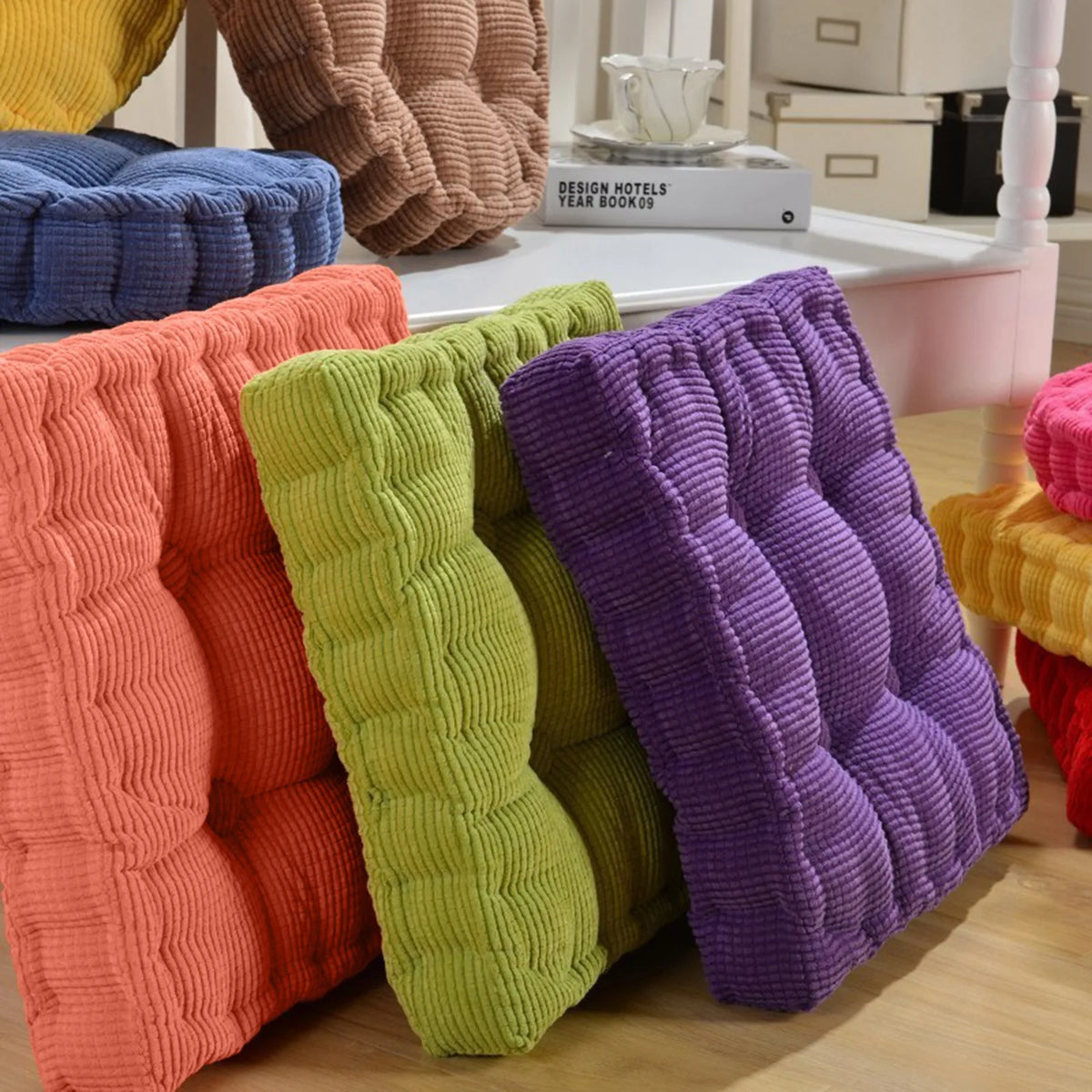 Square Tatami Seat Cushion Corncob Cotton Floor Mat 40x40cm