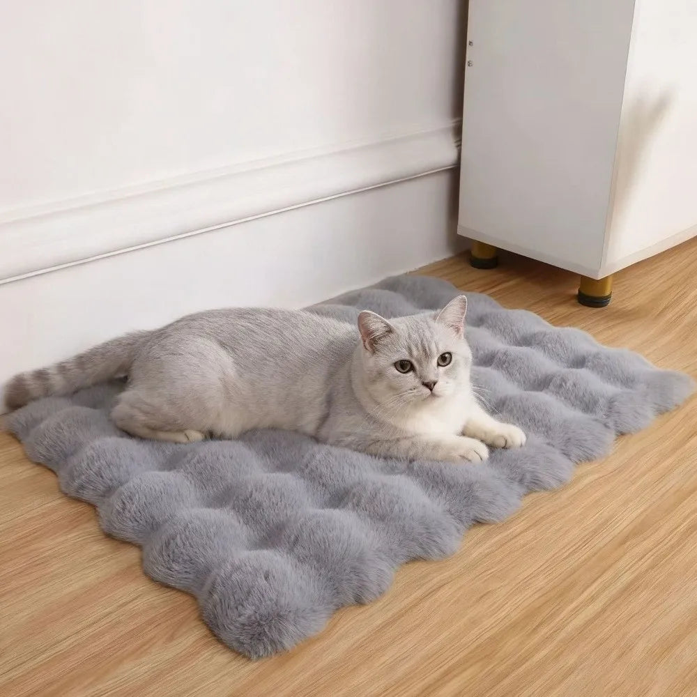 Winter Warm Pet Sleeping Mat – Cloud Bubble Plush Cushion