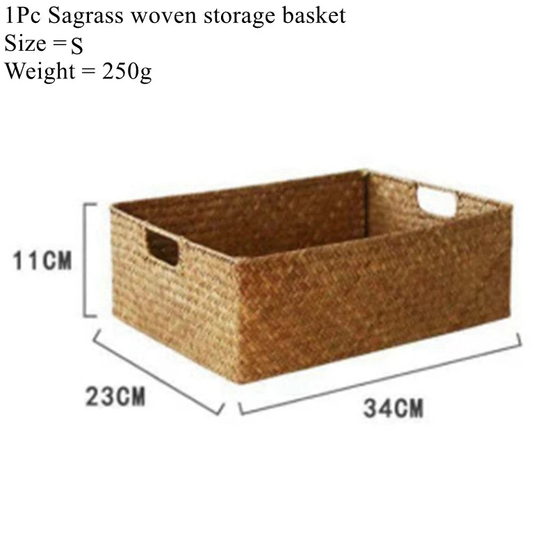 Woven Seagrass Storage Basket – Natural Wicker Rattan Decor