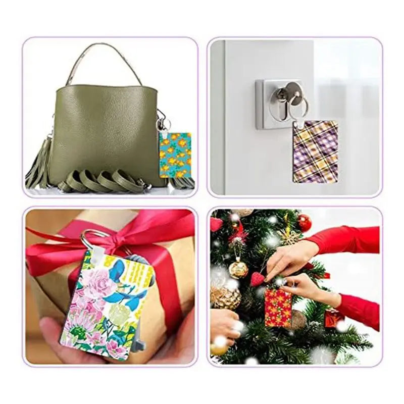 100-Pack Rectangle MDF Sublimation Keychain Blanks Double Sided