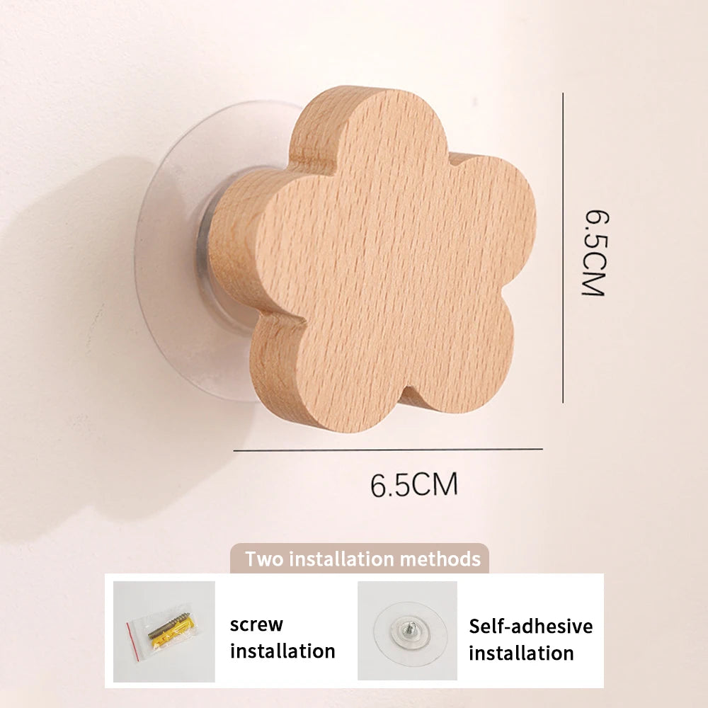 Wooden Heart Shaped Wall Hooks – Adhesive & Screw Mount