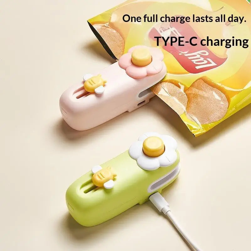 Portable Mini Bag Heat Sealer – Flower & Bee Design