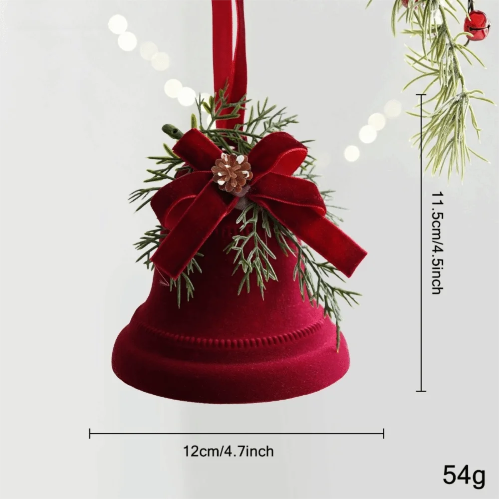 Wine Red Bow Bell Christmas Tree Topper Ornament