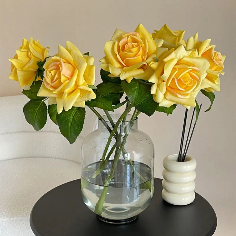 Multicolor Artificial Rose Silk Real Touch Faux Flower 42cm