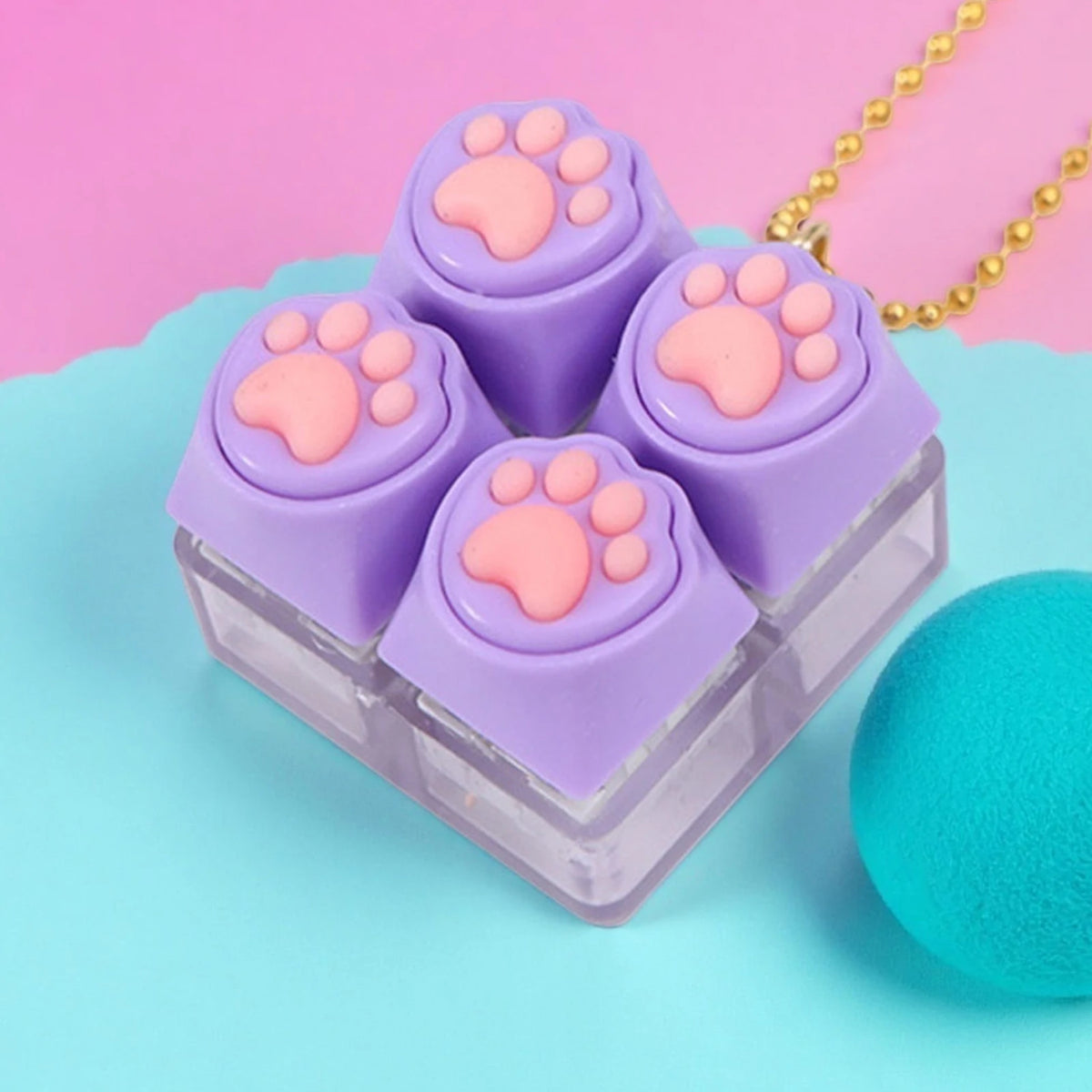 Silicone Cat Paw Squishy Fidget Keychain Toy – Cat Lover Gift
