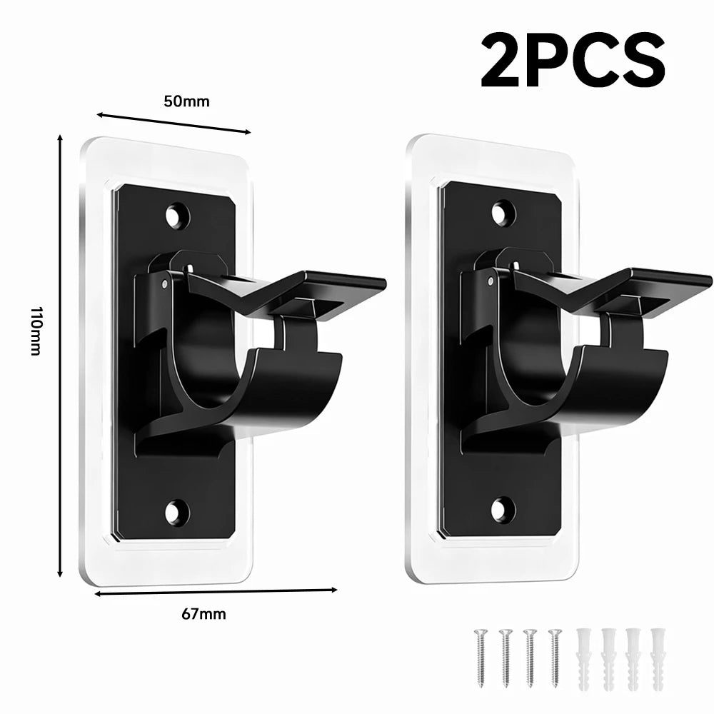 No-Drill Self-Adhesive Curtain Rod Brackets – Wall Mount Holder